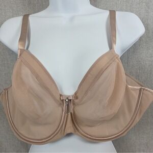 Curvy Couture Women's Sheer Mesh Unlined Underwire Full‎ Coverage Bra 44C NEW
